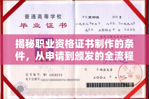 连云港揭秘职业资格证书制作的条件，从申请到颁发的全流程解析